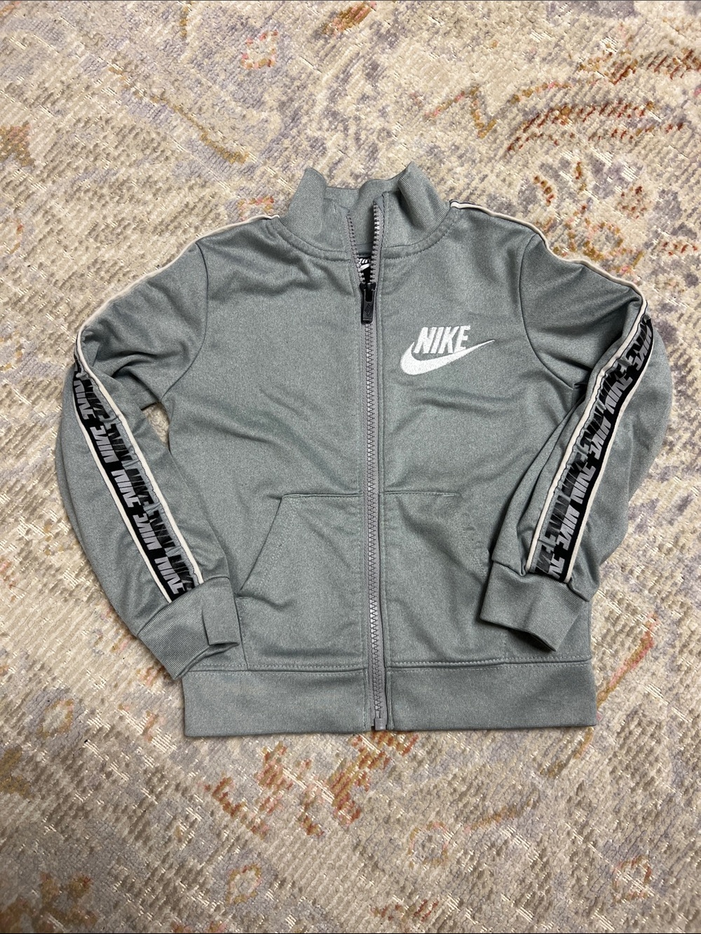 Nike Kids Gray Full-Zip Track Jacket with Logo Tape